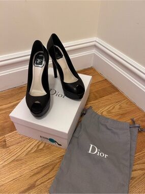Miss Dior Black Peep-Toe Platform Pump - Women's High Heels size 37 Great cond